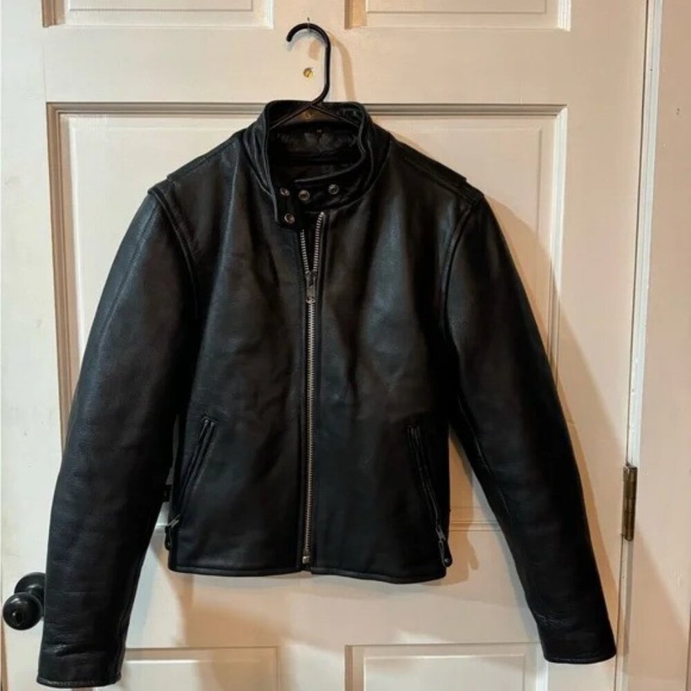 Women’s Black Leather Jacket Hot Leathers size Medium motorcycle jacket